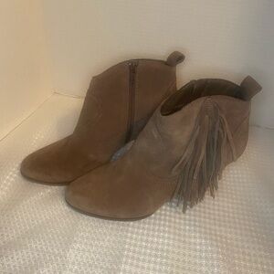 Women's Tan Fringe Ankle Boots
